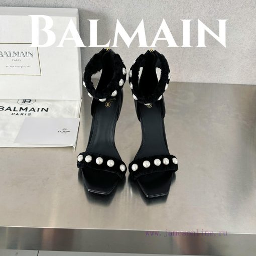 BalmainBalmain𝘽𝙖𝙡𝙢𝙖𝙞𝙣First release Uma lambhair pearl high-heeled sandals for spring and sumx7gun2jj - Image 3