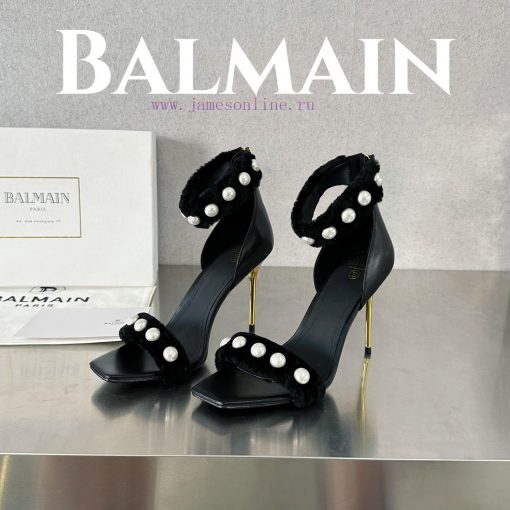 BalmainBalmain𝘽𝙖𝙡𝙢𝙖𝙞𝙣First release Uma lambhair pearl high-heeled sandals for spring and sumx7gun2jj - Image 4
