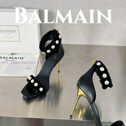 BalmainBalmain𝘽𝙖𝙡𝙢𝙖𝙞𝙣First release Uma lambhair pearl high-heeled sandals for spring and sumx7gun2jj - Image 7
