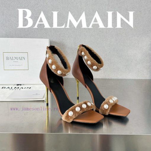BalmainBalmain𝘽𝙖𝙡𝙢𝙖𝙞𝙣First release Uma lambhair pearl high-heeled sandals for spring and sume0kl9u0p