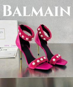 BalmainBalmain𝘽𝙖𝙡𝙢𝙖𝙞𝙣First release Uma lambhair pearl high-heeled sandals for spring and sumgu6132xm