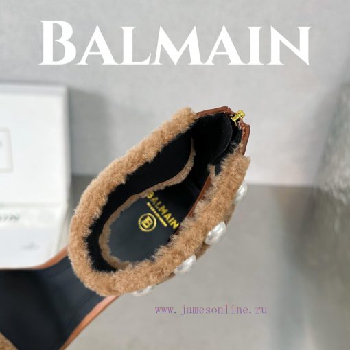 BalmainBalmain𝘽𝙖𝙡𝙢𝙖𝙞𝙣First release Uma lambhair pearl high-heeled sandals for spring and sume0kl9u0p - Image 9
