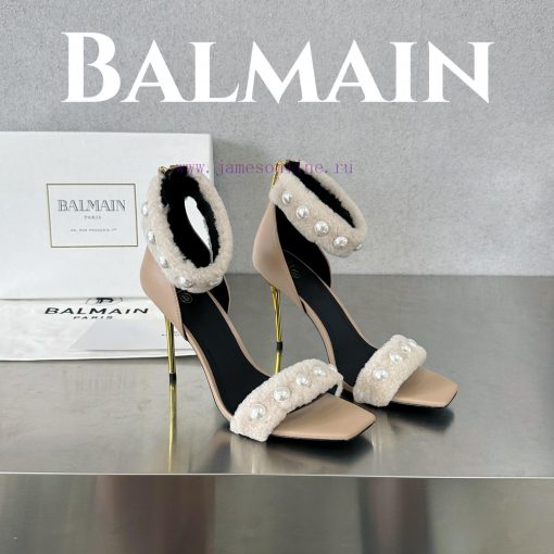 BalmainBalmain𝘽𝙖𝙡𝙢𝙖𝙞𝙣First release Uma lambhair pearl high-heeled sandals for spring and sumy1v5djtv - Image 2