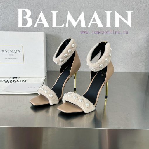 BalmainBalmain𝘽𝙖𝙡𝙢𝙖𝙞𝙣First release Uma lambhair pearl high-heeled sandals for spring and sumy1v5djtv - Image 4