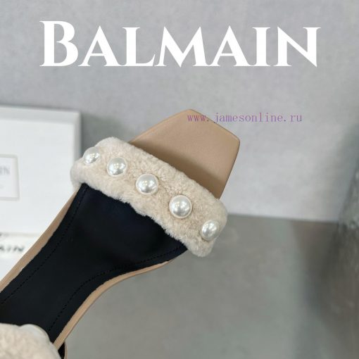 BalmainBalmain𝘽𝙖𝙡𝙢𝙖𝙞𝙣First release Uma lambhair pearl high-heeled sandals for spring and sumy1v5djtv - Image 7