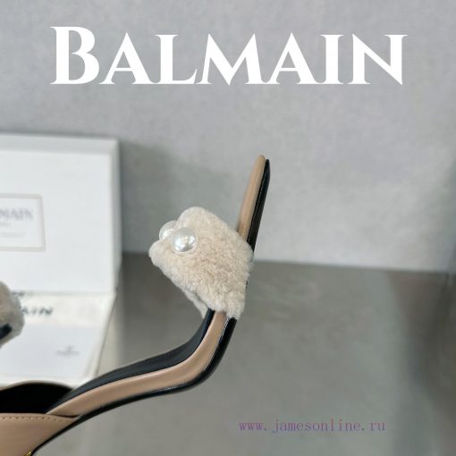 BalmainBalmain𝘽𝙖𝙡𝙢𝙖𝙞𝙣First release Uma lambhair pearl high-heeled sandals for spring and sumy1v5djtv - Image 8