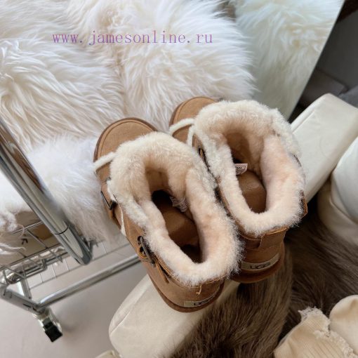 Chestnut BrownCool motorcycle style 〰️UGG super cool and super A leather motorcycle snow boozpapeg2v - Image 6