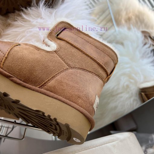 Chestnut BrownCool motorcycle style 〰️UGG super cool and super A leather motorcycle snow boozpapeg2v - Image 7