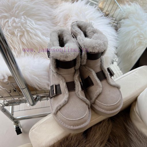 Oreo GreyCool motorcycle style 〰️UGG super cool and super A leather motorcycle snow bootsSuic2ld1nhf