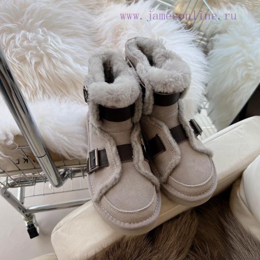 Oreo GreyCool motorcycle style 〰️UGG super cool and super A leather motorcycle snow bootsSuic2ld1nhf - Image 2
