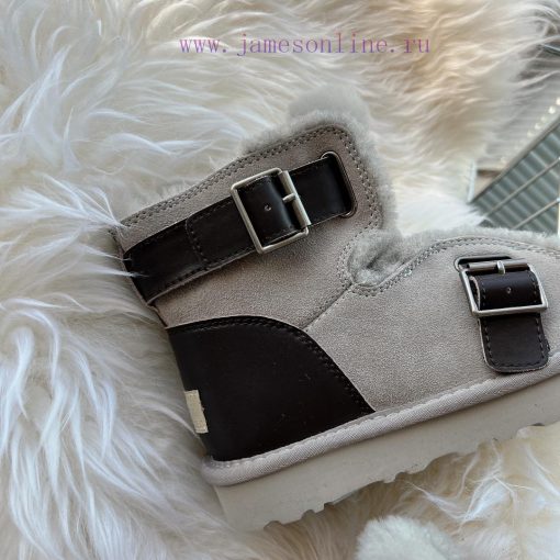 Oreo GreyCool motorcycle style 〰️UGG super cool and super A leather motorcycle snow bootsSuic2ld1nhf - Image 5