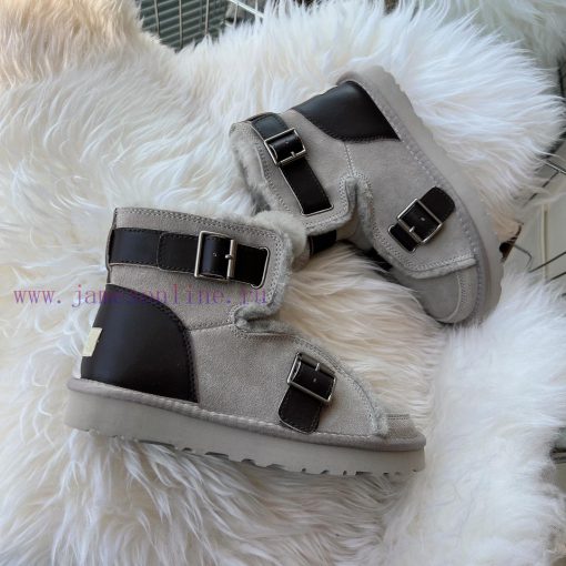 Oreo GreyCool motorcycle style 〰️UGG super cool and super A leather motorcycle snow bootsSuic2ld1nhf - Image 6