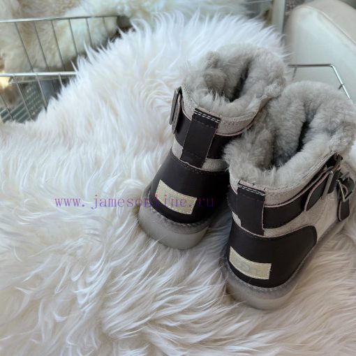 Oreo GreyCool motorcycle style 〰️UGG super cool and super A leather motorcycle snow bootsSuic2ld1nhf - Image 10