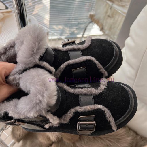 - Black grayCool motorcycle style 〰️UGG super cool and super A leather motorcycle snow bootsexioq5kp - Image 4
