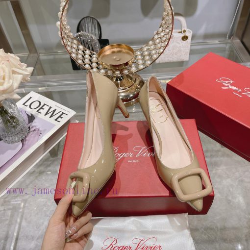 23Ss new RV baked paint square buckle single shoes high heels/low heelsInspired by the Belle6stnks8t - Image 3