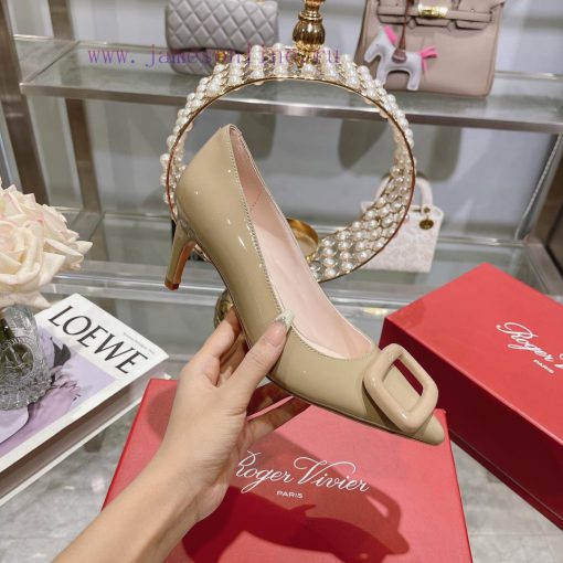 23Ss new RV baked paint square buckle single shoes high heels/low heelsInspired by the Belle6stnks8t - Image 4