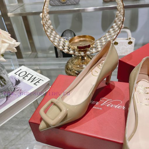 23Ss new RV baked paint square buckle single shoes high heels/low heelsInspired by the Belle6stnks8t - Image 7