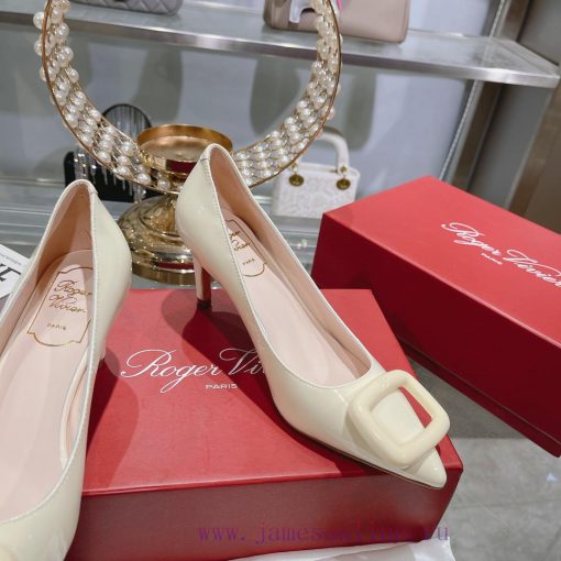 23Ss new RV baked paint square buckle single shoes high heels/low heelsInspired by the Belle8qalvzxv - Image 7