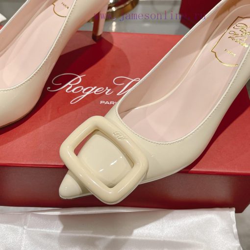 23Ss new RV baked paint square buckle single shoes high heels/low heelsInspired by the Belle8qalvzxv - Image 8