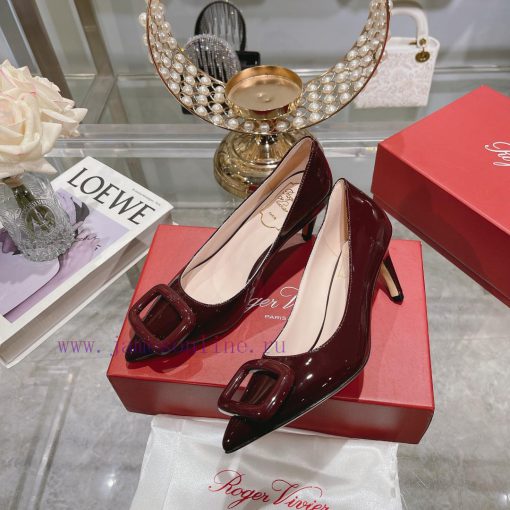 23Ss new RV baked paint square buckle single shoes high heels/low heelsInspired by the Belle29cbzbgx - Image 5