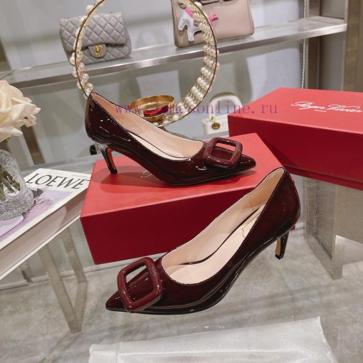 23Ss new RV baked paint square buckle single shoes high heels/low heelsInspired by the Belle29cbzbgx - Image 7