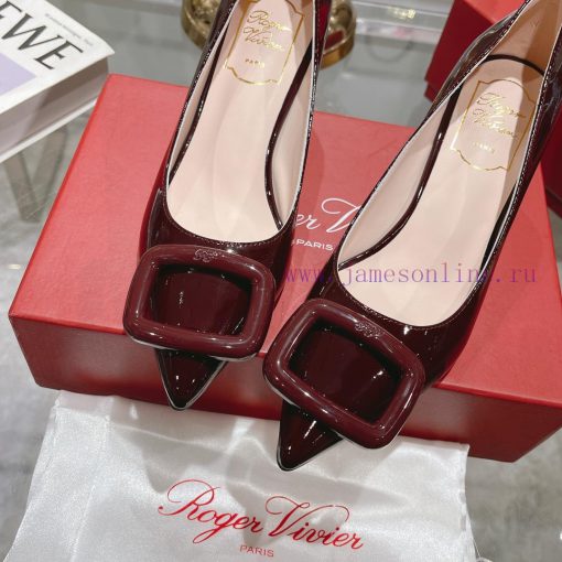 23Ss new RV baked paint square buckle single shoes high heels/low heelsInspired by the Belle29cbzbgx - Image 8
