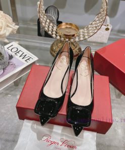 23Ss new RV baked paint square buckle single shoes high heels/low heelsInspired by the Bellexpt7z3e8