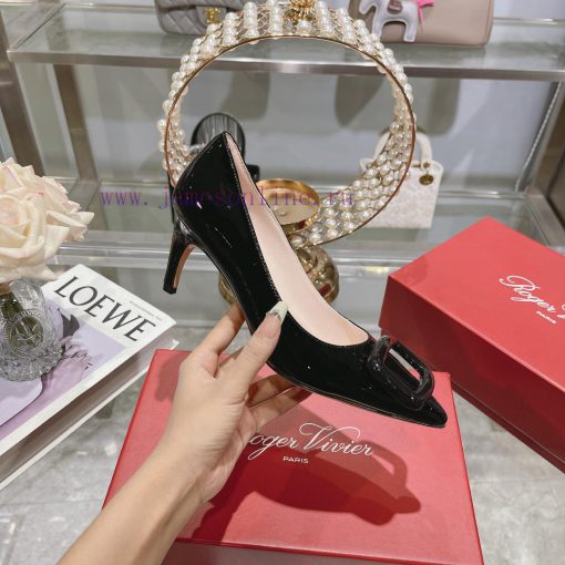 23Ss new RV baked paint square buckle single shoes high heels/low heelsInspired by the Bellexpt7z3e8 - Image 4