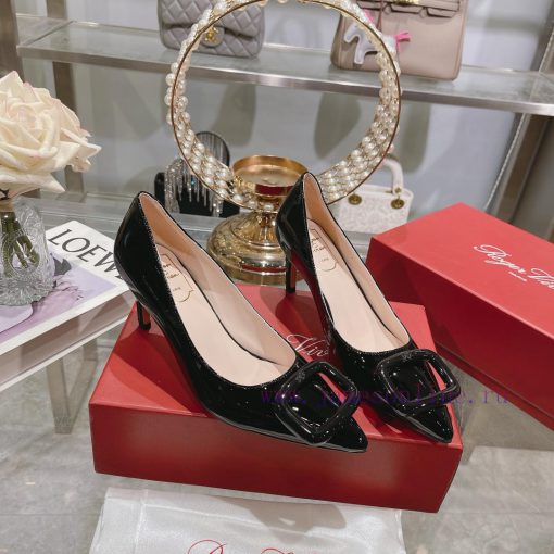 23Ss new RV baked paint square buckle single shoes high heels/low heelsInspired by the Bellexpt7z3e8 - Image 6