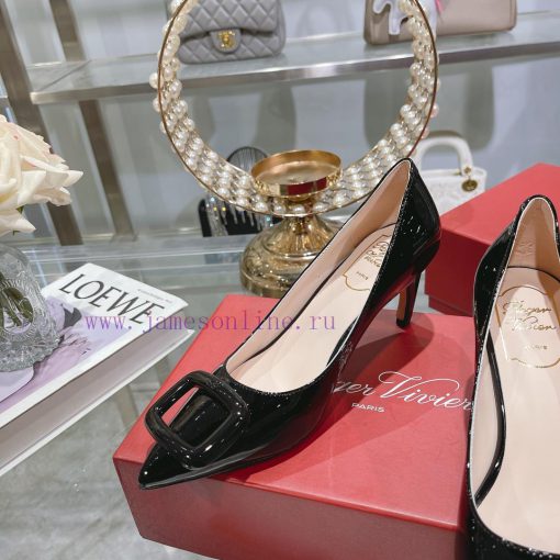23Ss new RV baked paint square buckle single shoes high heels/low heelsInspired by the Bellexpt7z3e8 - Image 7