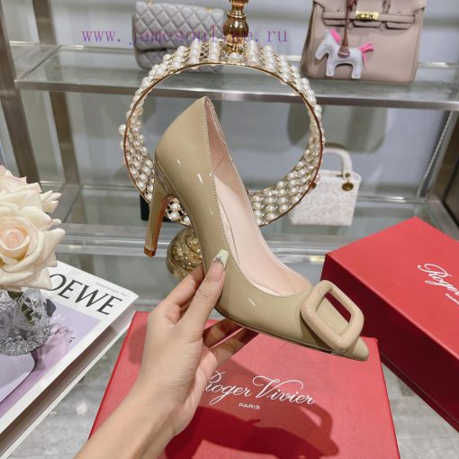 23Ss new RV baked paint square buckle single shoes high heels/low heelsInspired by the Bellenrim0cip - Image 4