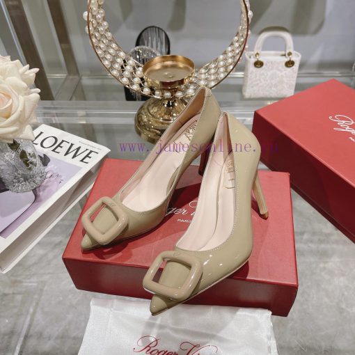 23Ss new RV baked paint square buckle single shoes high heels/low heelsInspired by the Bellenrim0cip - Image 5