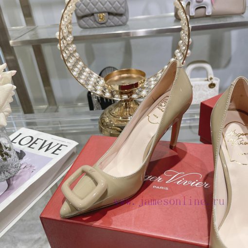 23Ss new RV baked paint square buckle single shoes high heels/low heelsInspired by the Bellenrim0cip - Image 7