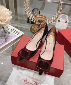 23Ss new RV baked paint square buckle single shoes high heels/low heelsInspired by the Belle0w9axida