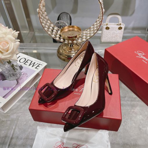23Ss new RV baked paint square buckle single shoes high heels/low heelsInspired by the Belle0w9axida - Image 5