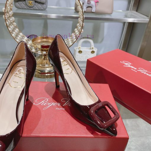 23Ss new RV baked paint square buckle single shoes high heels/low heelsInspired by the Belle0w9axida - Image 6