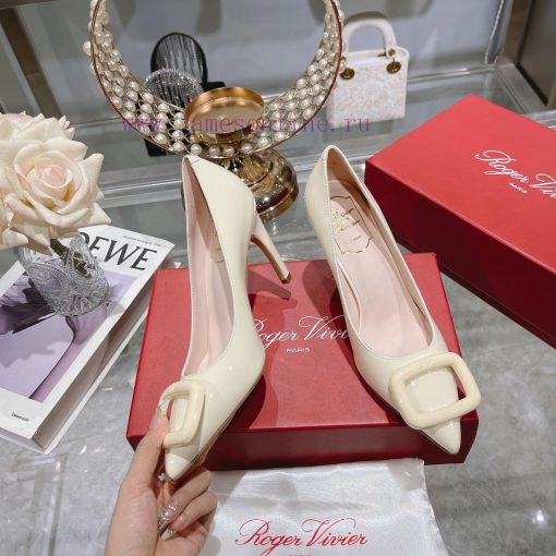 23Ss new RV baked paint square buckle single shoes high heels/low heelsInspired by the Belleucw9krsw - Image 3