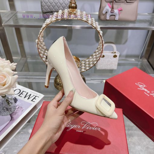 23Ss new RV baked paint square buckle single shoes high heels/low heelsInspired by the Belleucw9krsw - Image 4