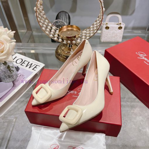 23Ss new RV baked paint square buckle single shoes high heels/low heelsInspired by the Belleucw9krsw - Image 5