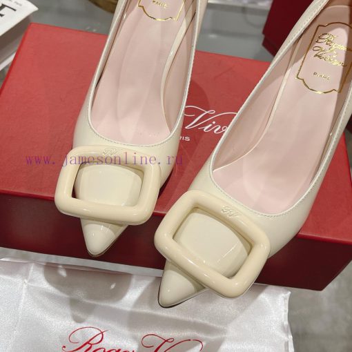 23Ss new RV baked paint square buckle single shoes high heels/low heelsInspired by the Belleucw9krsw - Image 8