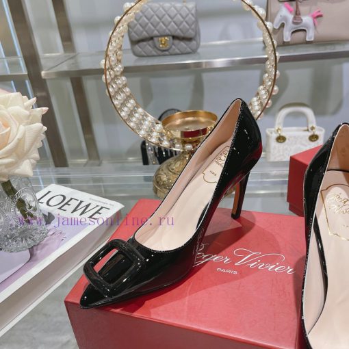 23Ss new RV baked paint square buckle single shoes high heels/low heelsInspired by the Bellevhav8bzg - Image 7