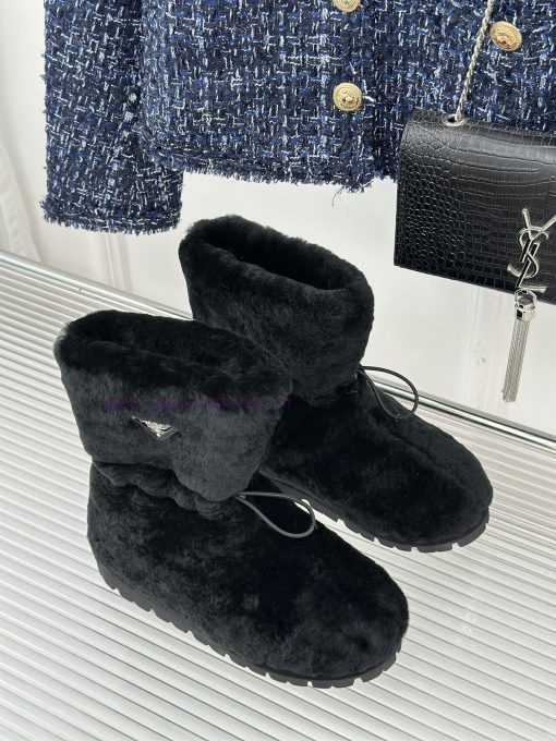 Prada 23S Autumn/Winter New Product Triangle LogoSnow bootsThe material is made of imported c0r4d2pr - Image 6