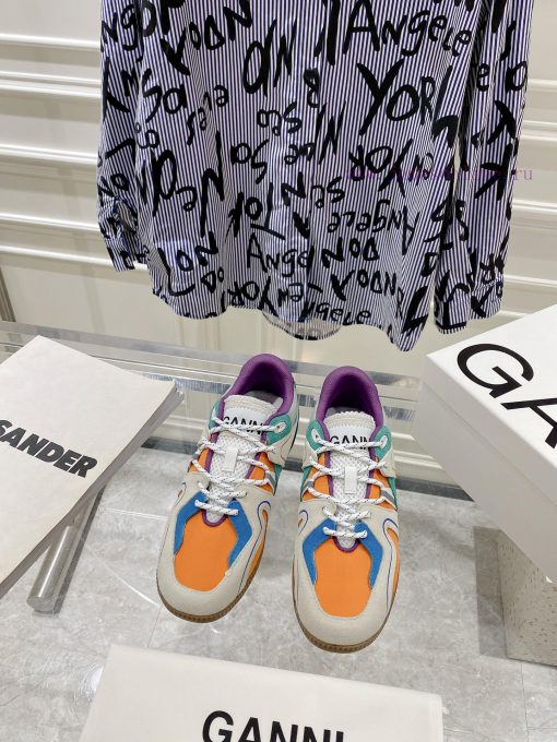 -- New Product Arrives -- GANNI Yang Mi's Same Style Color blocked Retro German Training Sho5hol57va - Image 2