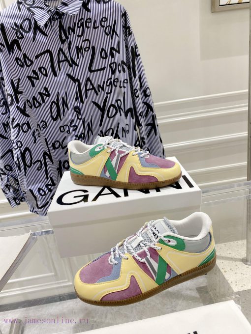 -- New Product Arrives -- GANNI Yang Mi's Same Style Color blocked Retro German Training Sho699k4gki - Image 7