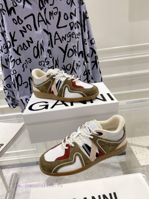 -- New Product Arrives -- GANNI Yang Mi's Same Style Color blocked Retro German Training Shoizuwy7vv - Image 7