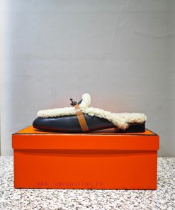 Top Hermes Kelly Buckle Series Woolen Half Slippers H Woolen TrailersOriginal purchase and dycvgykmv