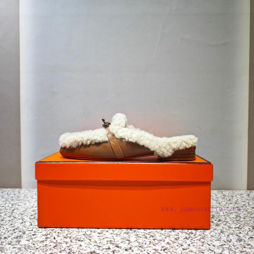 Top Hermes Kelly Buckle Series Woolen Half Slippers H Woolen TrailersOriginal purchase and dycxhaadl