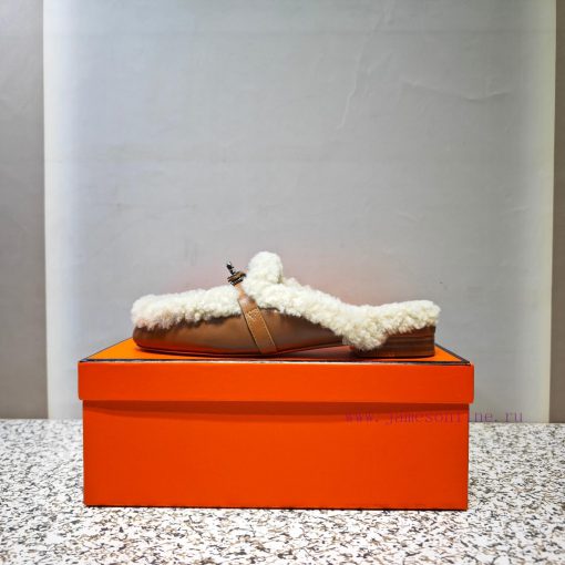 Top Hermes Kelly Buckle Series Woolen Half Slippers H Woolen TrailersOriginal purchase and dycxhaadl - Image 2