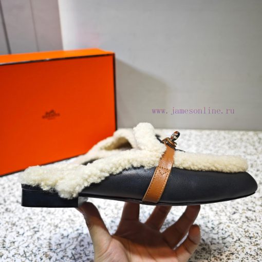 Top Hermes Kelly Buckle Series Woolen Half Slippers H Woolen TrailersOriginal purchase and dycvgykmv - Image 10