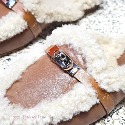 Top Hermes Kelly Buckle Series Woolen Half Slippers H Woolen TrailersOriginal purchase and dycxhaadl - Image 4